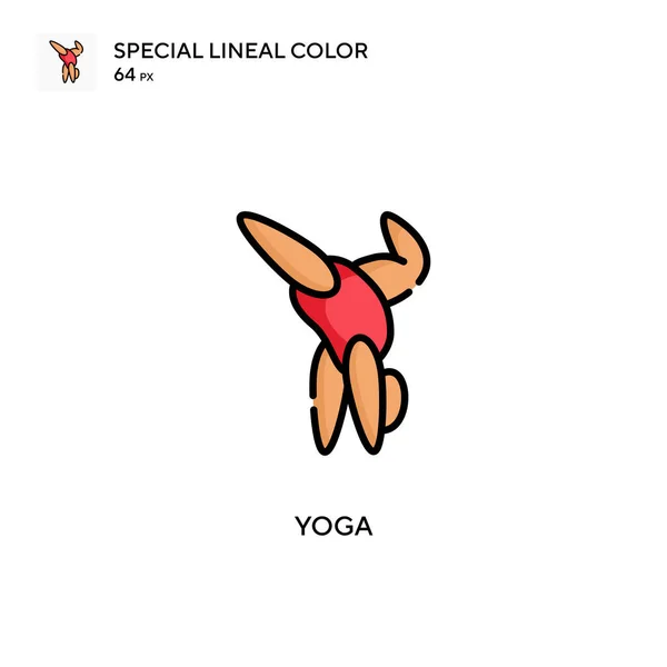 Yoga Icono Especial Vector Color Lineal Plantilla Diseño Símbolo Ilustración — Vector de stock