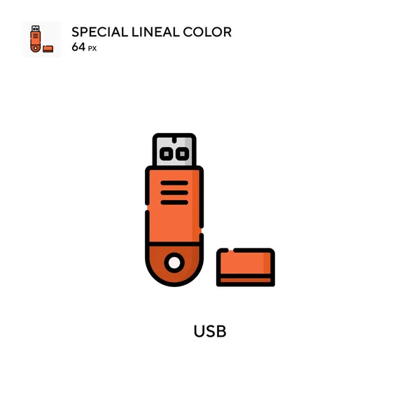 Usb Spezielles Lineares Farbvektorsymbol Illustration Symbol Design Vorlage Für Web — Stockvektor