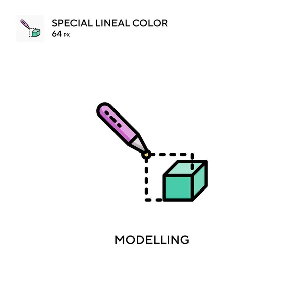 Modellezés Speciális Lineáris Szín Vektor Ikon Illusztráció Szimbólum Design Sablon — Stock Vector