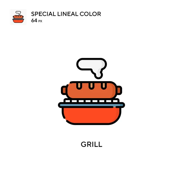 Grill Ícone Vetorial Cor Linear Especial Modelo Design Símbolo Ilustração — Vetor de Stock