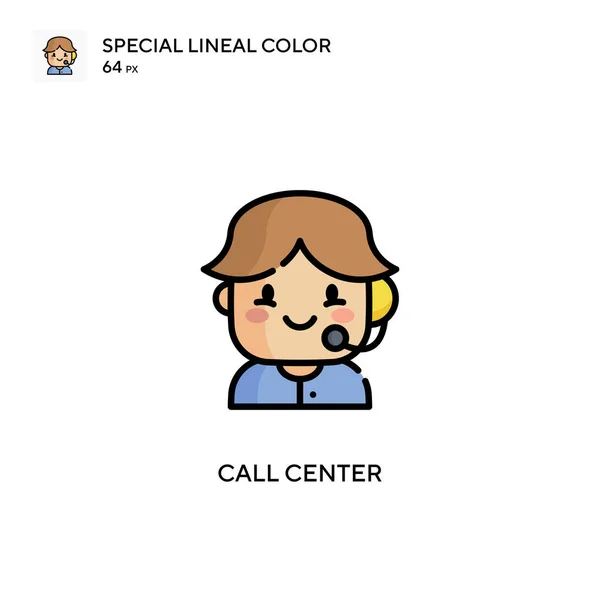 Call Center Speciální Lineární Barevný Vektor Ikony Šablona Návrhu Symbolu — Stockový vektor