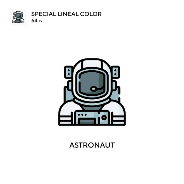 Astronaute Icône Vectorielle Couleur Linéaire Spéciale Modèle Conception Symbole Illustration — Image vectorielle