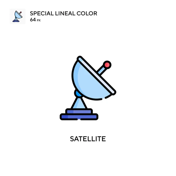 Satellite Spécial Lineal Icône Vectorielle Couleur Modèle Conception Symbole Illustration — Image vectorielle