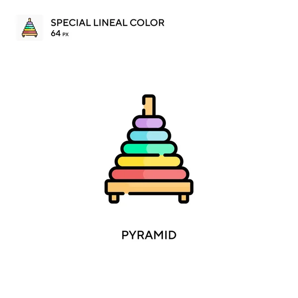 ピラミッド特殊線型カラーベクトルアイコン WebモバイルUi要素のイラストシンボルデザインテンプレート — ストックベクタ