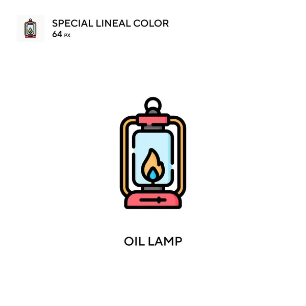 Lampe Huile Icône Vectorielle Couleur Linéaire Spéciale Modèle Conception Symbole — Image vectorielle