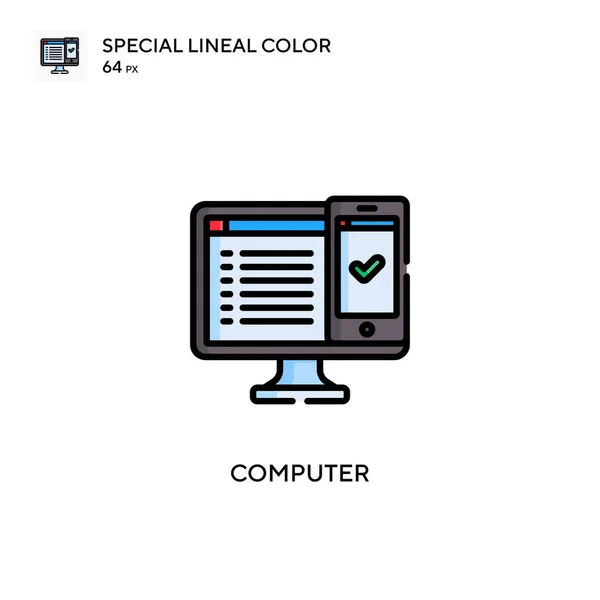 Bilgisayar Özel Lineal Renk Vektörü Simgesi Web Mobil Ögesi Için — Stok Vektör