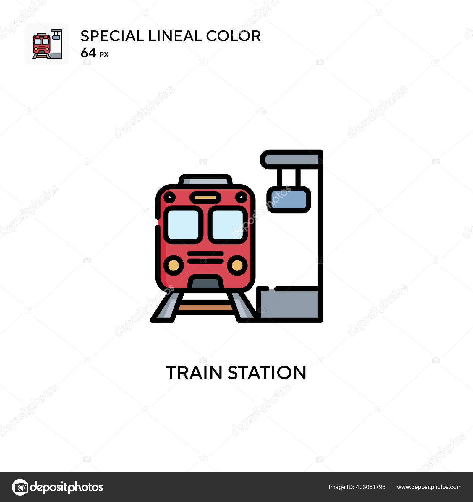 Stasiun Kereta Api Ikon Vektor Warna Lineal Khusus Templat Desain Stok Vektor C Goayrchin 403051798