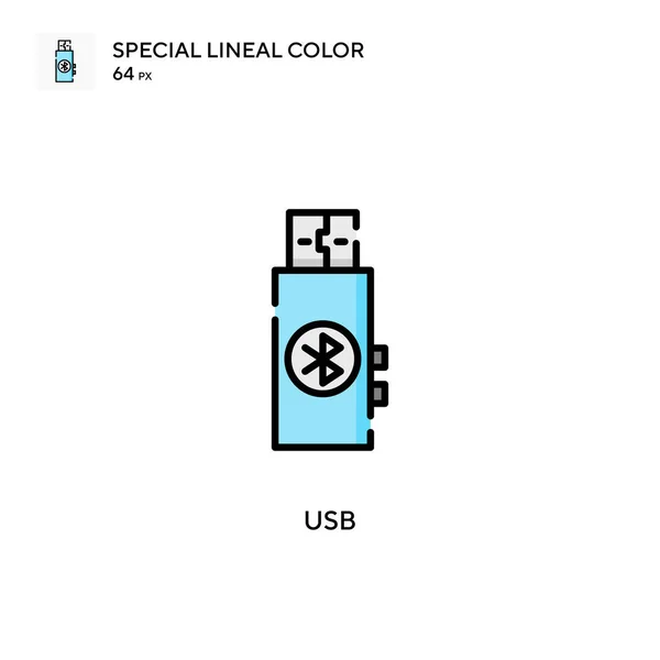 Icône Vectorielle Couleur Linéaire Spéciale Usb Modèle Conception Symbole Illustration — Image vectorielle