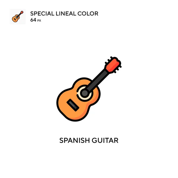 Spanyol Gitár Speciális Lineáris Színvektor Ikon Illusztráció Szimbólum Design Sablon — Stock Vector