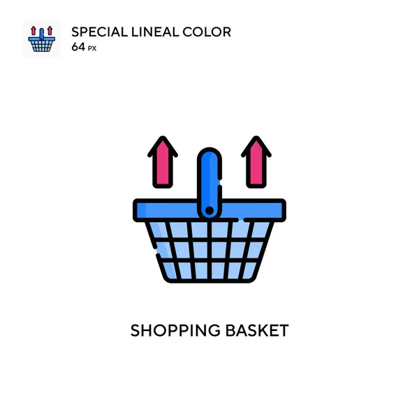 Bevásárlókosár Különleges Lineáris Szín Vektor Ikon Illusztráció Szimbólum Design Sablon — Stock Vector