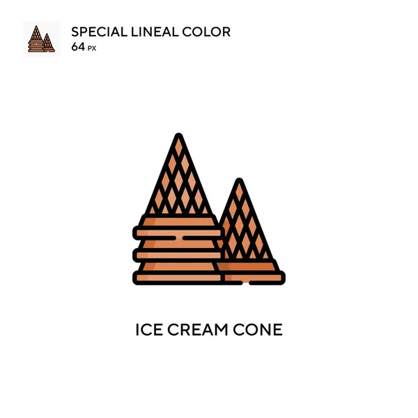Jégkrém Kúp Különleges Lineáris Szín Vektor Ikon Illusztráció Szimbólum Design — Stock Vector