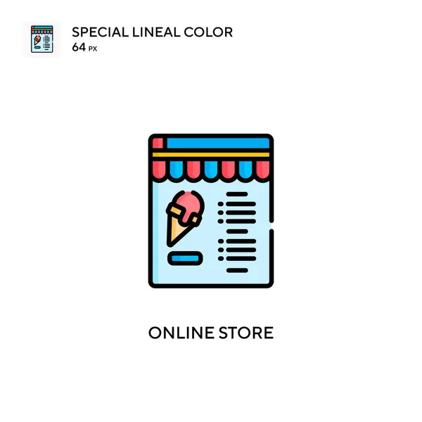 Tienda Online Icono Especial Vector Color Lineal Plantilla Diseño Símbolo — Vector de stock