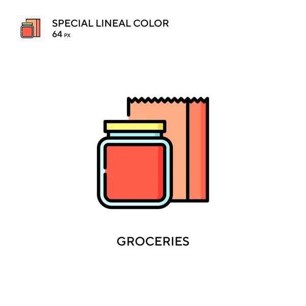 Groceries Special Lineal Color Vector Icon Illustration Symbol Design Template — Stock Vector