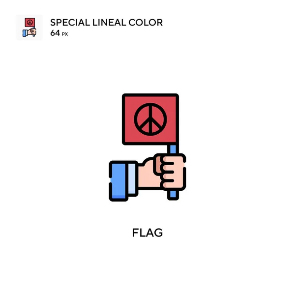 Drapeau Icône Vectorielle Couleur Linéaire Spéciale Modèle Conception Symbole Illustration — Image vectorielle