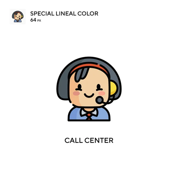 Call Center Speciale Icona Vettoriale Colore Lineare Modello Disegno Simbolo — Vettoriale Stock