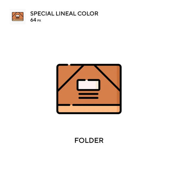 Folder Special Lineal Color Vector Icon Illustration Symbol Design Template — Stock Vector