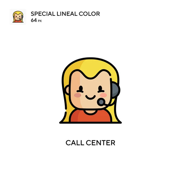 Call Center Különleges Lineáris Szín Vektor Ikon Illusztráció Szimbólum Design — Stock Vector