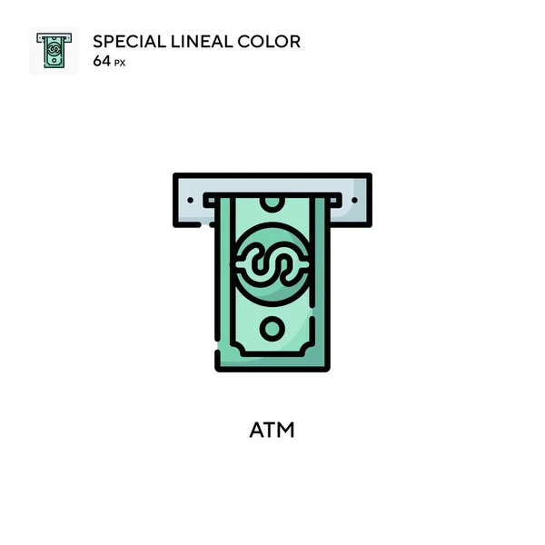 Atm Speciális Lineáris Színvektor Ikon Illusztráció Szimbólum Design Sablon Web — Stock Vector