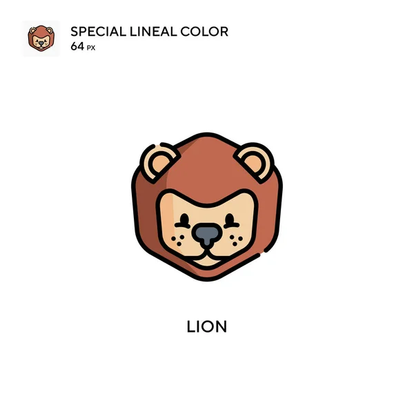Lion Special Lineal Color Vector Icon Illustration Symbol Design Template — Stock Vector