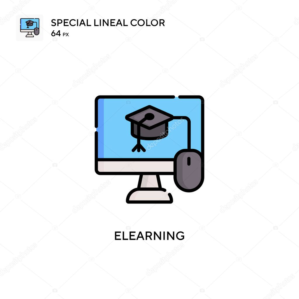 Elearning Special lineal color vector icon. Illustration symbol design template for web mobile UI element.