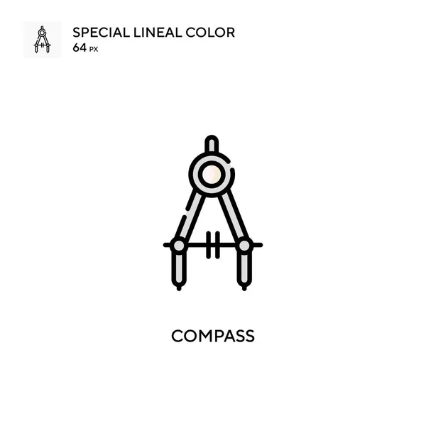 Compass Special Lineal Color Vector Icon Illustration Symbol Design Template — Stock Vector