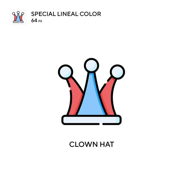 Clownhatt Speciell Linjal Färg Vektor Ikon Illustration Symbol Design Mall — Stock vektor