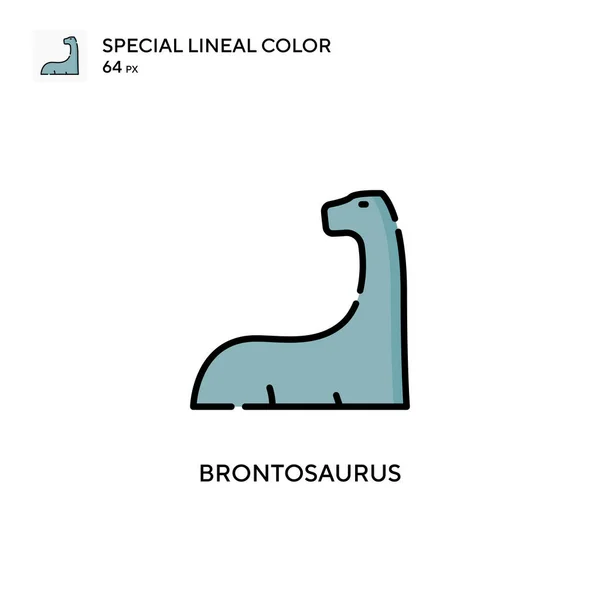 Brontossauro Ícone Vetorial Cor Linear Especial Modelo Design Símbolo Ilustração — Vetor de Stock