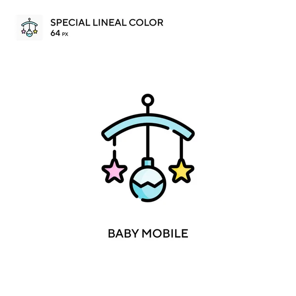 Baby Mobile Icono Vector Color Lineal Especial Plantilla Diseño Símbolo — Archivo Imágenes Vectoriales