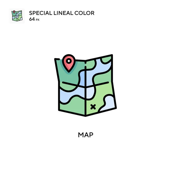 Mapa Ícone Vetorial Cor Linear Especial Modelo Design Símbolo Ilustração — Vetor de Stock