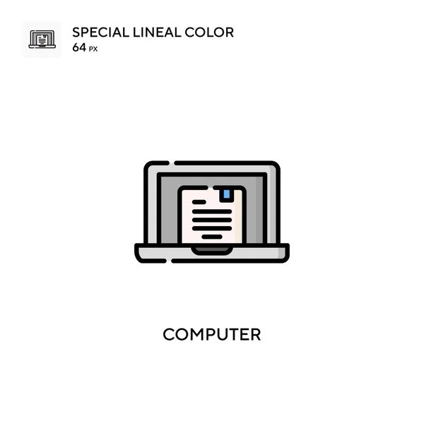 Bilgisayar Özel Lineal Renk Vektörü Simgesi Web Mobil Ögesi Için — Stok Vektör