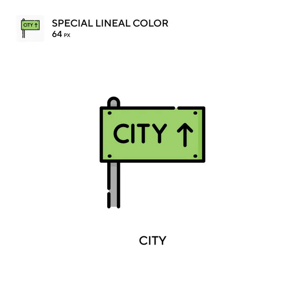 Ciudad Especial Icono Vector Color Lineal Plantilla Diseño Símbolo Ilustración — Vector de stock