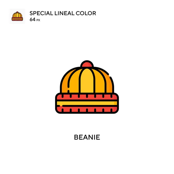 Beanie Special Linjal Färg Vektor Ikon Illustration Symbol Design Mall — Stock vektor