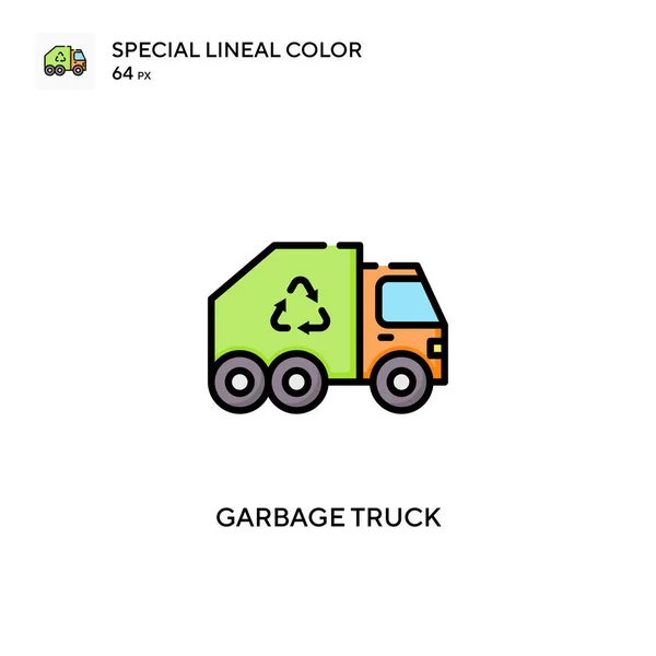 Śmieciarka Specjalna Liniowa Ikona Wektora Koloru Ilustracja Szablonu Projektu Symbolu — Wektor stockowy