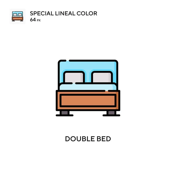 Двуспальная Кровать Специальный Линейный Вектор Цвета Значок Шаблон Оформления Символов — стоковый вектор