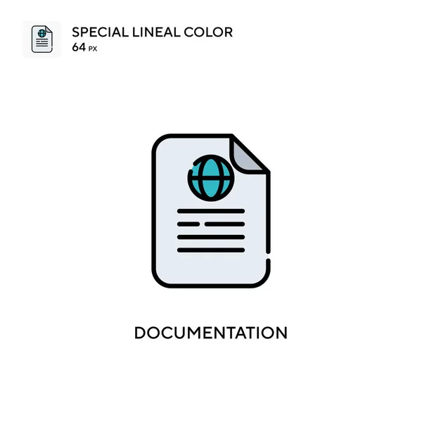 Documentación Icono Especial Vector Color Lineal Plantilla Diseño Símbolo Ilustración — Vector de stock