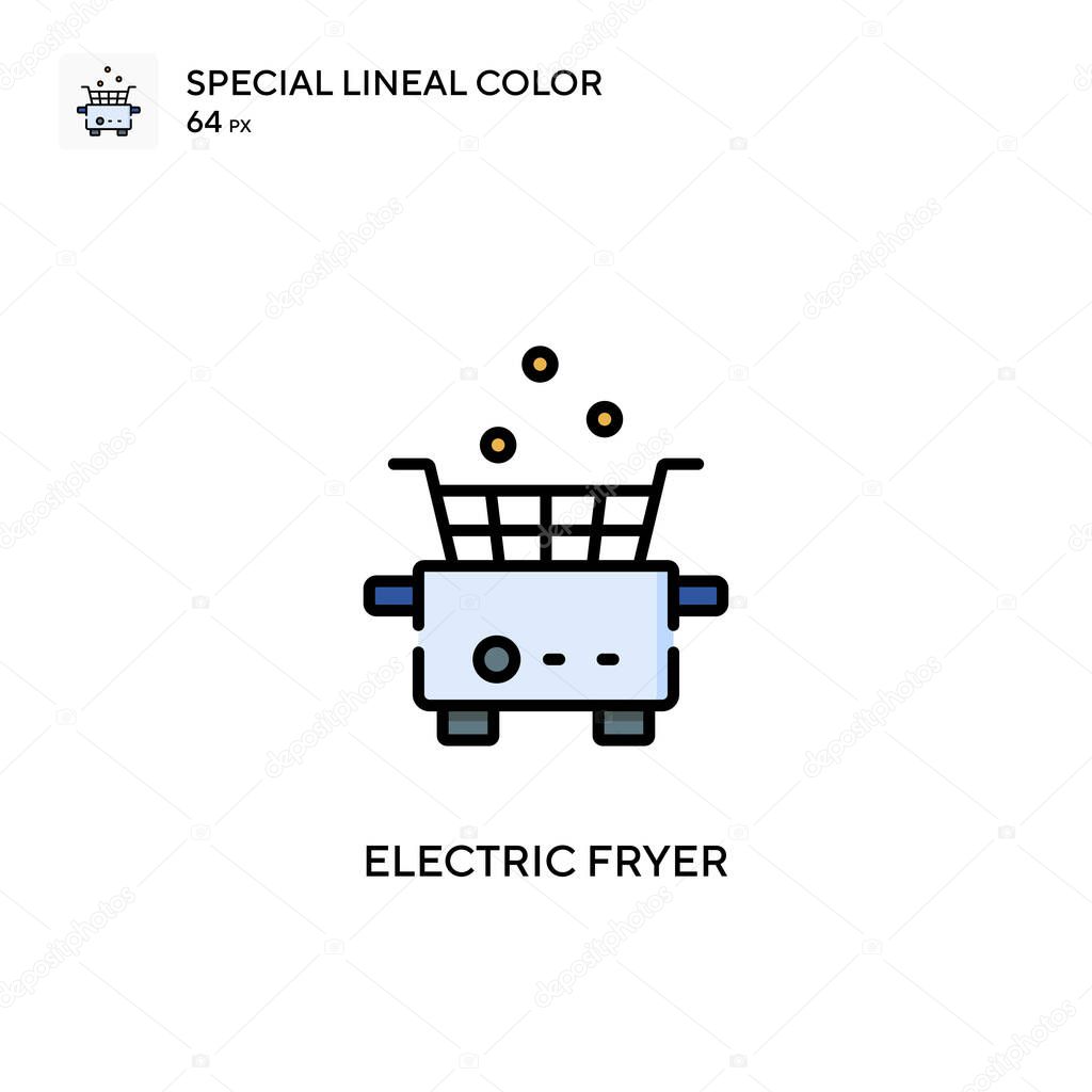 Electric fryer Special lineal color vector icon. Illustration symbol design template for web mobile UI element.