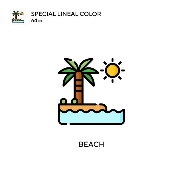 Пляж Спеціальний Лінійний Колір Вектор Значок Шаблон Дизайну Символів Ілюстрації — стоковий вектор