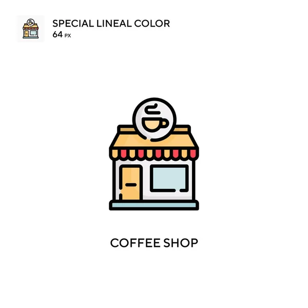 Koffie Winkel Speciale Lineal Kleur Vector Icoon Illustratie Symbool Ontwerp — Stockvector
