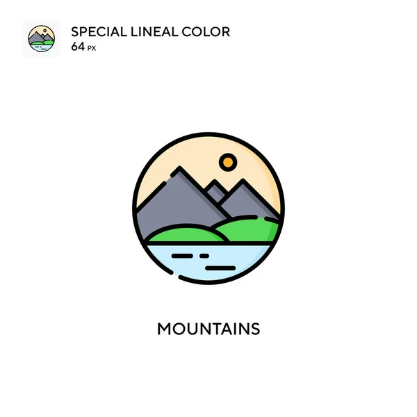 Montagnes Icône Vectorielle Couleur Linéaire Spéciale Modèle Conception Symbole Illustration — Image vectorielle