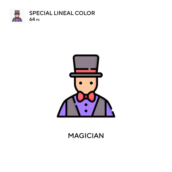 Goochelaar Speciale Lijnkleur Vector Pictogram Illustratie Symbool Ontwerp Sjabloon Voor — Stockvector