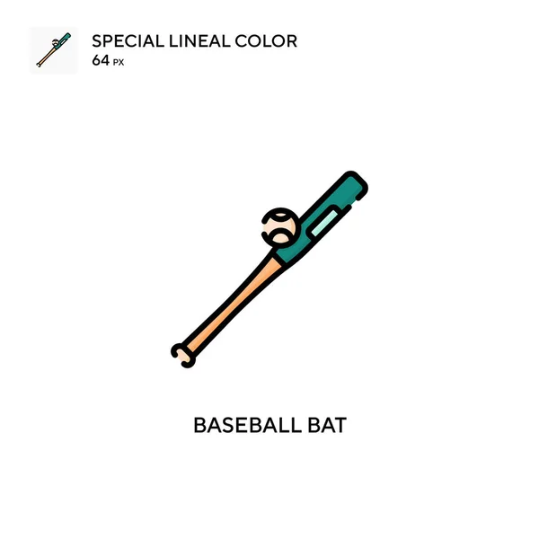 Bate Béisbol Icono Vector Color Lineal Especial Plantilla Diseño Símbolo — Vector de stock