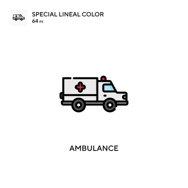 Ambulans Speciell Linjal Färg Vektor Ikon Illustration Symbol Design Mall — Stock vektor