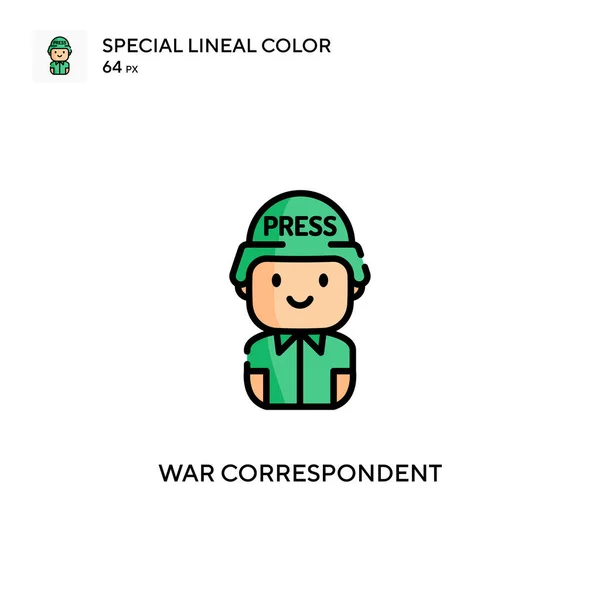 Corresponsal Guerra Icono Especial Vector Color Lineal Plantilla Diseño Símbolo — Vector de stock