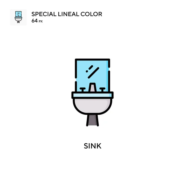 Zlewozmywak Specjalna Ikona Wektora Koloru Linii Ilustracja Szablonu Projektu Symbolu — Wektor stockowy