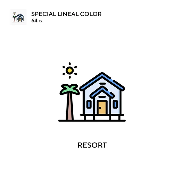 Resort Especial Icono Vector Color Lineal Plantilla Diseño Símbolo Ilustración — Archivo Imágenes Vectoriales