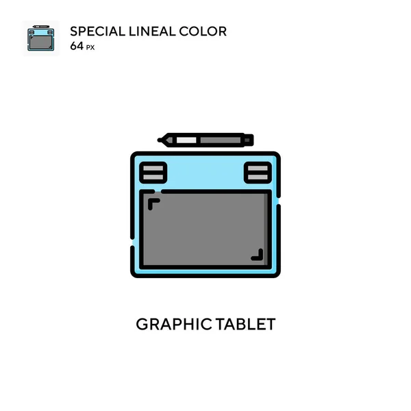 Comprimé Graphique Icône Vectorielle Couleur Linéaire Spéciale Modèle Conception Symbole — Image vectorielle