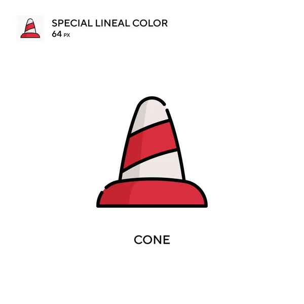 Cono Icono Especial Vector Color Lineal Plantilla Diseño Símbolo Ilustración — Archivo Imágenes Vectoriales