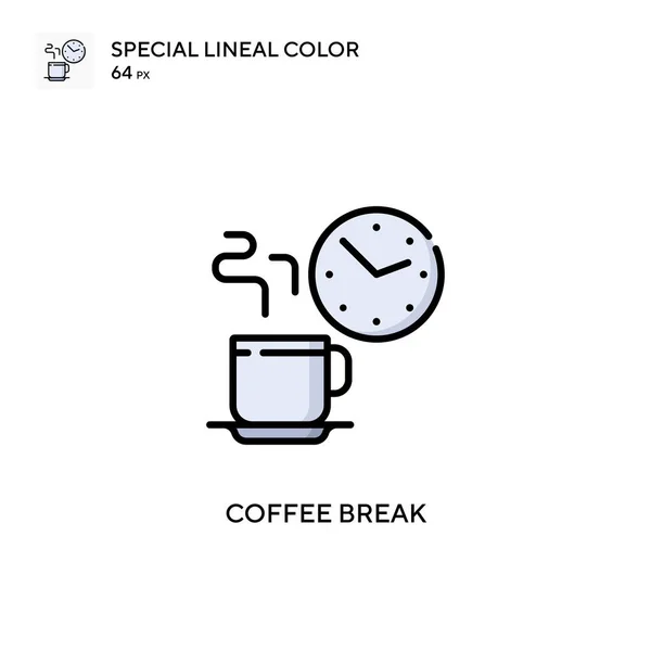 Przerwa Kawę Specjalna Ikona Wektora Koloru Liniowego Ilustracja Szablonu Projektu — Wektor stockowy
