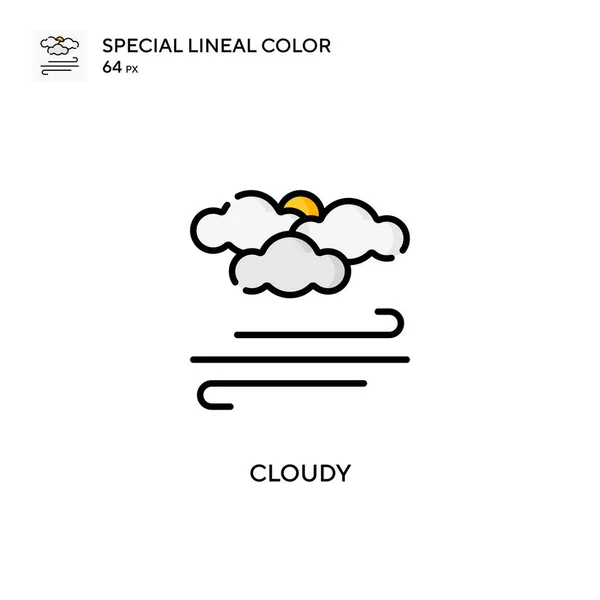 Cloudy Special Lineal Color Vector Icon Illustration Symbol Design Template — Stock Vector