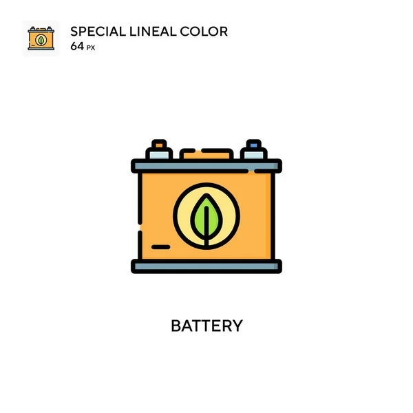 Batterie Icône Vectorielle Couleur Linéaire Spéciale Modèle Conception Symbole Illustration — Image vectorielle